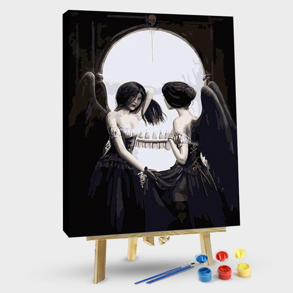 paintingnumberart 16"x20"/40x50cm / Without frame Garden Roses Skull-Paint by Numbers Kit