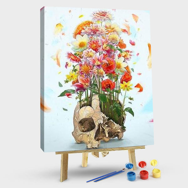 paintingnumberart 16"x20"/40x50cm / Without frame Garden Roses Skull-Paint by Numbers Kit