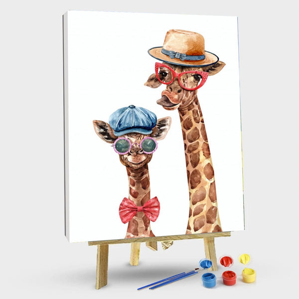 paintingnumberart 16"x20"/40x50cm / Without frame Giraffe and Baby Wearing – Animals Paint By Numbers