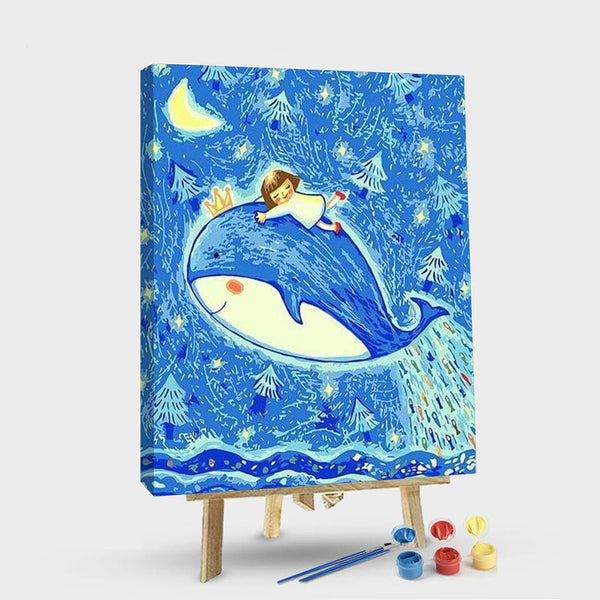 paintingnumberart 16"x20"/40x50cm / Without frame Girl With Whale – Animals Paint By Number