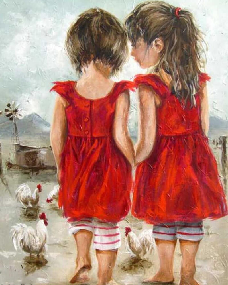 paintingnumberart 16"x20"/40x50cm / Without frame Girls telling secrets-Paint by Numbers Kit