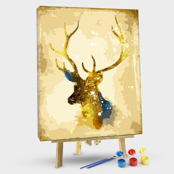 paintingnumberart 16"x20"/40x50cm / Without frame Gold Deer – Animals Paint By Number