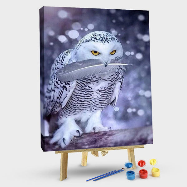 paintingnumberart 16"x20"/40x50cm / Without frame Grey owl – Birds Paint By Number