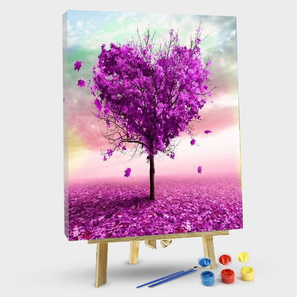 paintingnumberart 16"x20"/40x50cm / Without frame HEART BOUGAINVILLEA TREE– Flowers Paint By Numbers