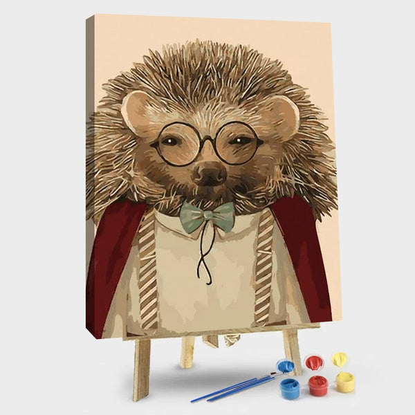 paintingnumberart 16"x20"/40x50cm / Without frame Hedgehog With Glasses – Animals Paint By Number