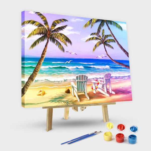 paintingnumberart 16"x20"/40x50cm / Without frame Hidden Beach – Landscape Paint By Number