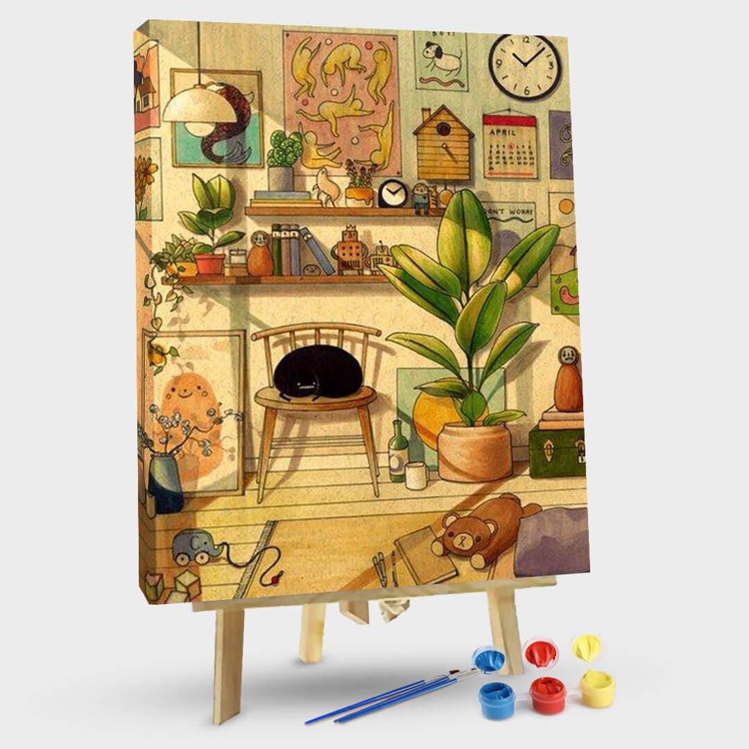 paintingnumberart 16"x20"/40x50cm / Without frame Home / Animal / Cat Afternoon Sun-Paint by Numbers Kit