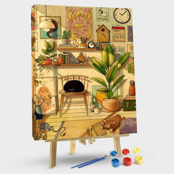 paintingnumberart 16"x20"/40x50cm / Without frame Home / Animal / Cat Afternoon Sun-Paint by Numbers Kit