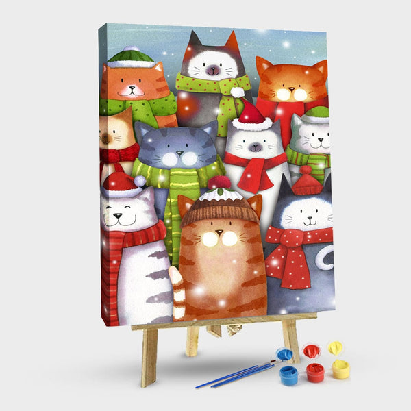 paintingnumberart 16"x20"/40x50cm / Without frame Home Garden Cat Caroling-Paint by Numbers Kit