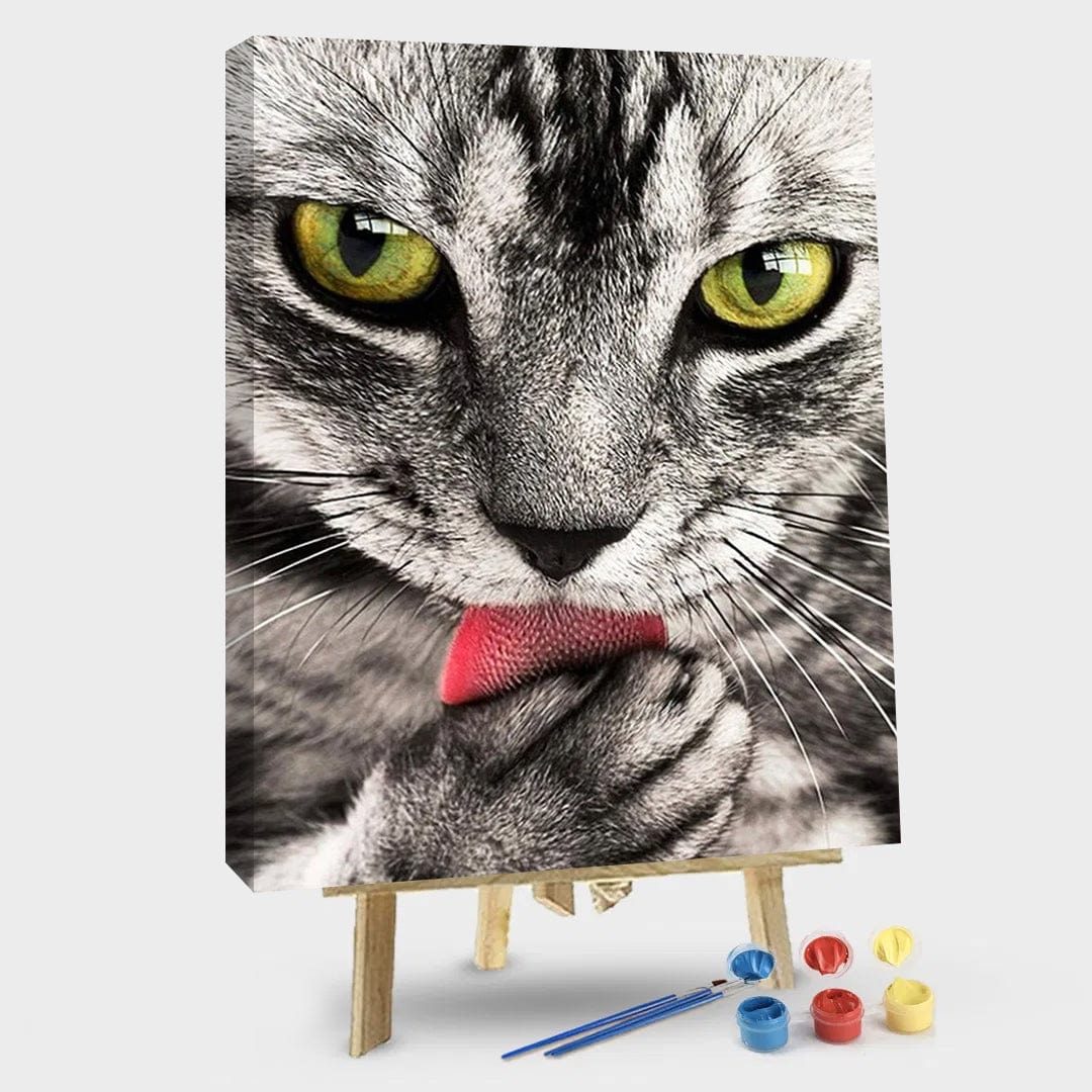 paintingnumberart 16"x20"/40x50cm / Without frame Hungry Cat – Animals Paint By Number