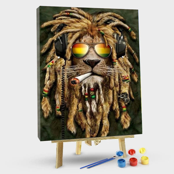paintingnumberart 16"x20"/40x50cm / Without frame Jamaican Lion – Animals Paint By Number