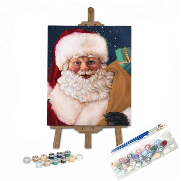 paintingnumberart 16"x20"/40x50cm / Without frame Jolly Saint Nick With Starry Night-Paint by Numbers Kit