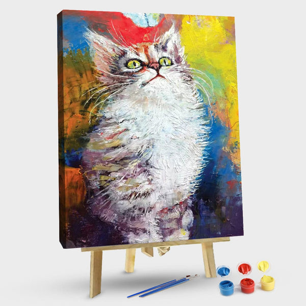 paintingnumberart 16"x20"/40x50cm / Without frame Kitten And Butterfly-Paint By Numbers Kit