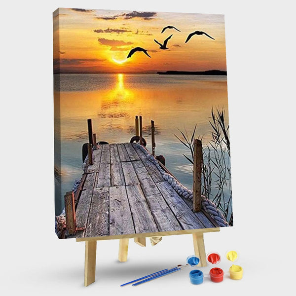 paintingnumberart 16"x20"/40x50cm / Without frame Lake Sunset – Landscape Paint By Number
