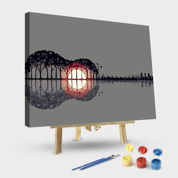 paintingnumberart 16"x20"/40x50cm / Without frame Landscape of Guitar – Landscape Paint By Number