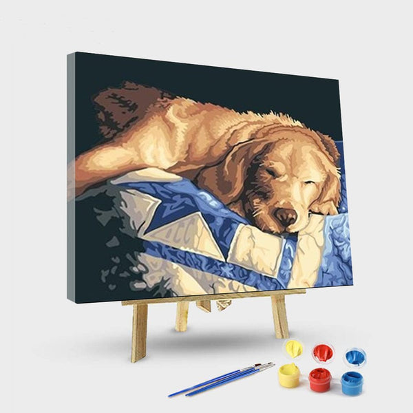 paintingnumberart 16"x20"/40x50cm / Without frame Lazy Dog – Animals Paint By Number