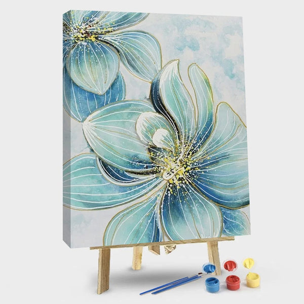 paintingnumberart 16"x20"/40x50cm / Without frame Light Blue Floral – Flowers Paint By Numbers
