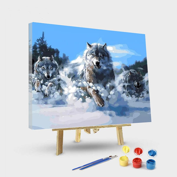 paintingnumberart 16"x20"/40x50cm / Without frame Lion Watch His Cubs – Animals Paint By Number