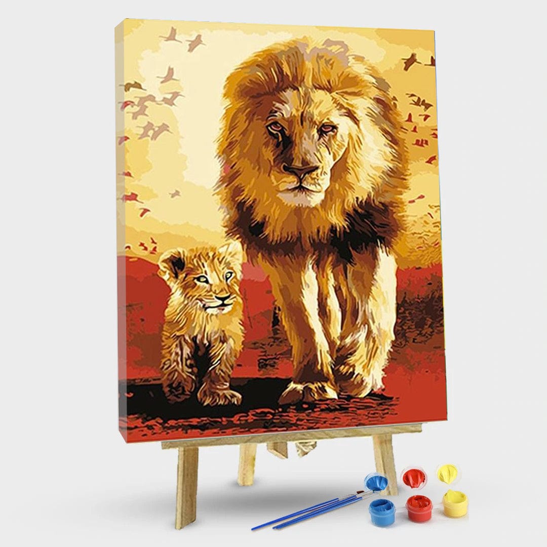 paintingnumberart 16"x20"/40x50cm / Without frame Lions Familly – Animals Paint By Number