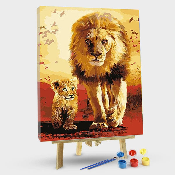 paintingnumberart 16"x20"/40x50cm / Without frame Lions Familly – Animals Paint By Number