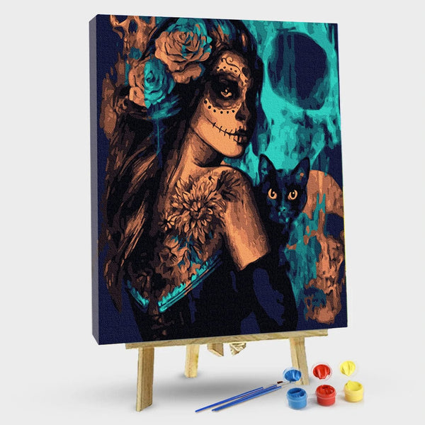 paintingnumberart 16"x20"/40x50cm / Without frame Magic girl and cat-Paint by Numbers Kit