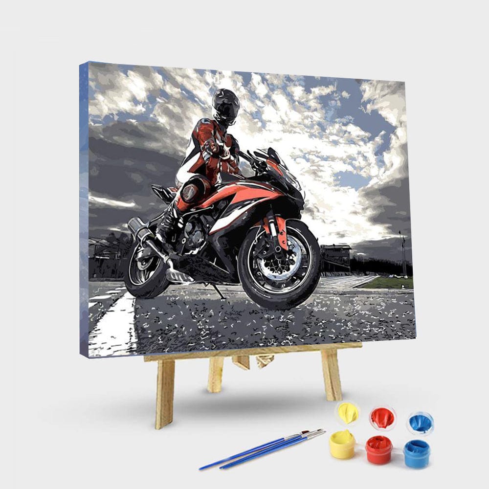 paintingnumberart 16"x20"/40x50cm / Without frame Motorcycle Driver – People Paint By Number
