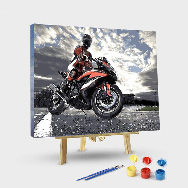 paintingnumberart 16"x20"/40x50cm / Without frame Motorcycle Driver – People Paint By Number