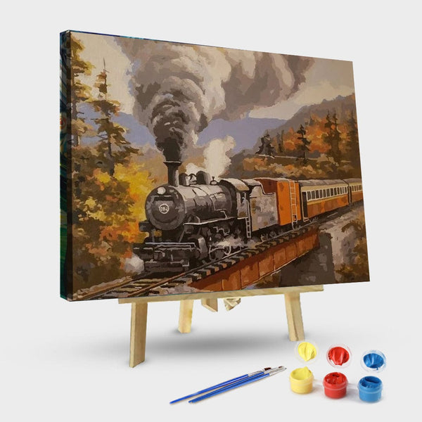 paintingnumberart 16"x20"/40x50cm / Without frame Mountain Train – Landscape Paint By Numbers