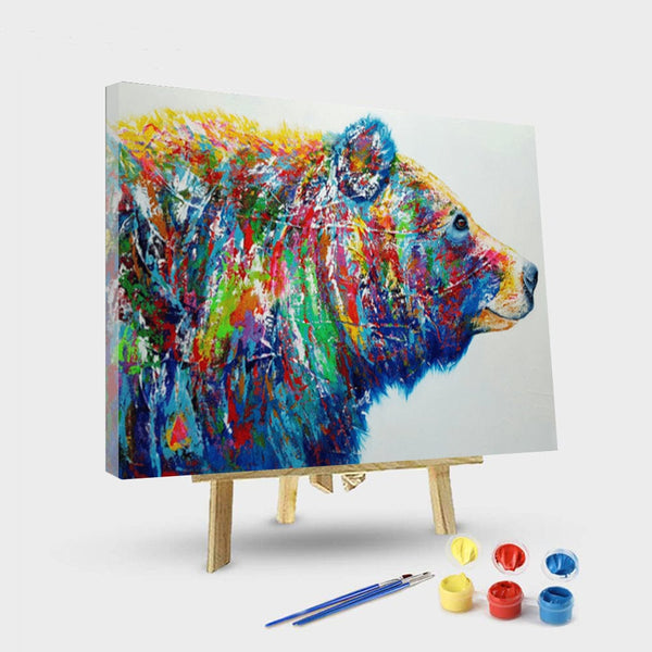 paintingnumberart 16"x20"/40x50cm / Without frame Multicolor Bear – Animals Paint By Number