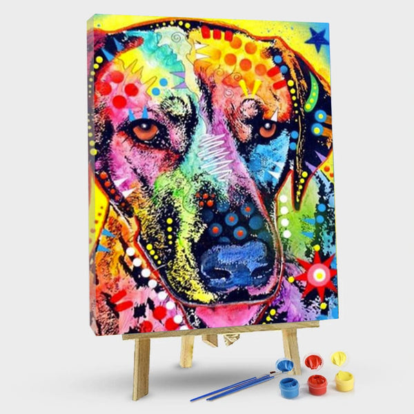 paintingnumberart 16"x20"/40x50cm / Without frame Multicolored Dog – Animals Paint By Number