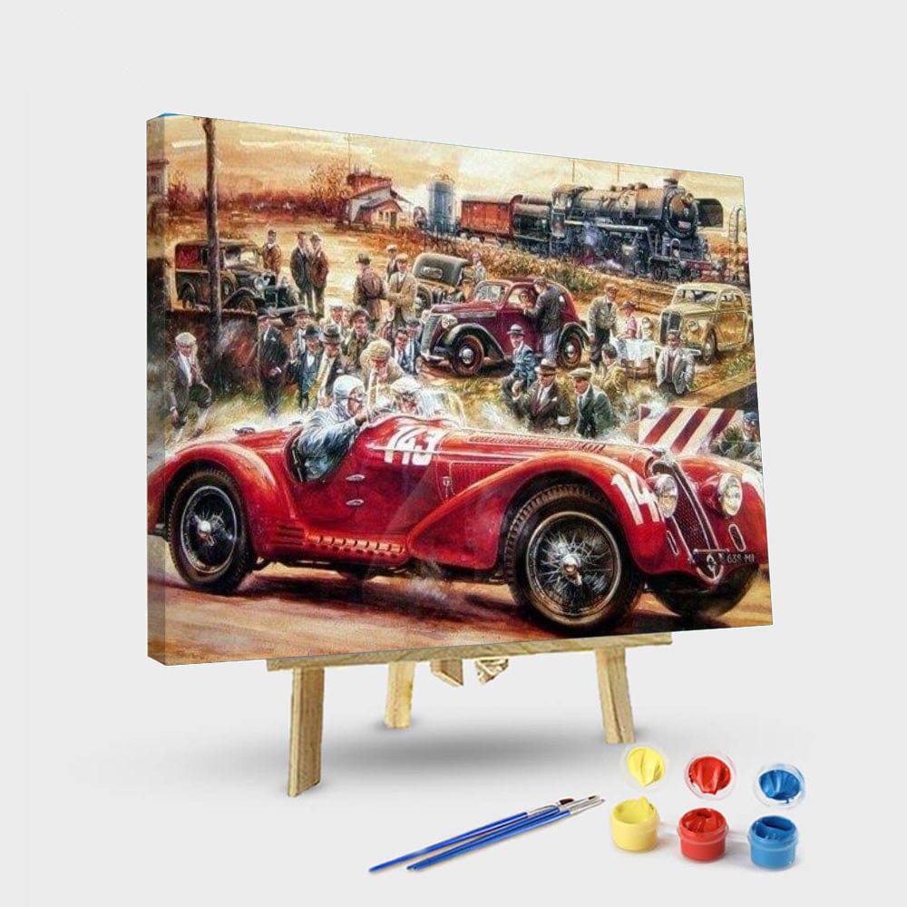 paintingnumberart 16"x20"/40x50cm / Without frame Old Car Racing – Engines Paint By Number
