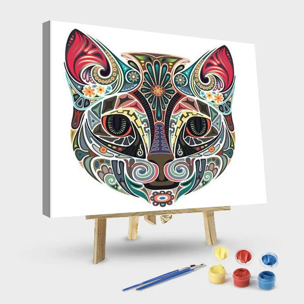 paintingnumberart 16"x20"/40x50cm / Without frame Ornamental Cat Colored – Animals Paint By Number