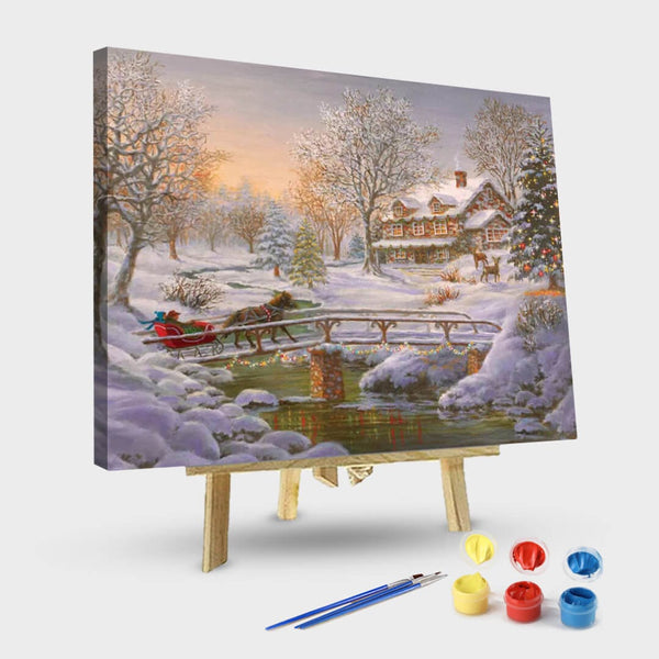 paintingnumberart 16"x20"/40x50cm / Without frame Over The Bridge To Grandma’s House-Paint by Numbers Kit