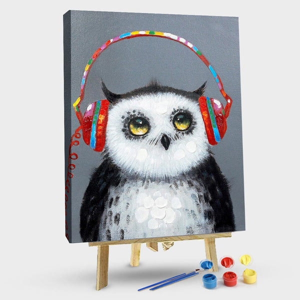paintingnumberart 16"x20"/40x50cm / Without frame Owl Listened To The Music – Birds Paint By Numbers