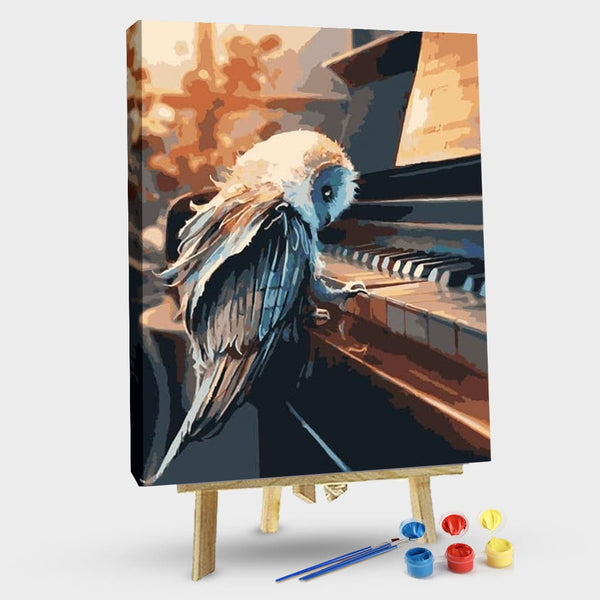 paintingnumberart 16"x20"/40x50cm / Without frame Owl on Piano – Birds Paint By Number