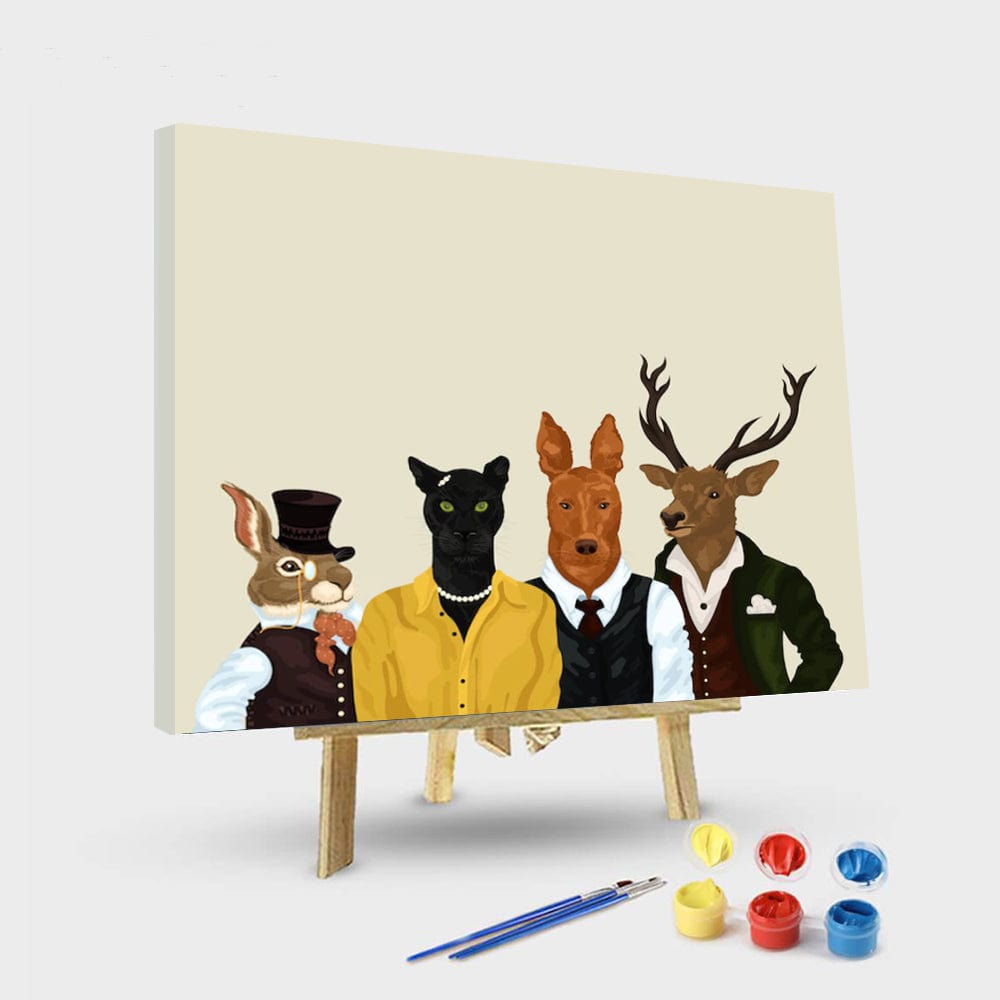 paintingnumberart 16"x20"/40x50cm / Without frame Paint By Number —Four animal brothers