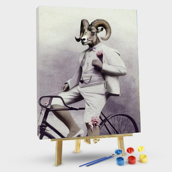 paintingnumberart 16"x20"/40x50cm / Without frame Paint By Number —Goat on bike
