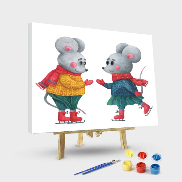 paintingnumberart 16"x20"/40x50cm / Without frame Paint By Number —Two mickey mice