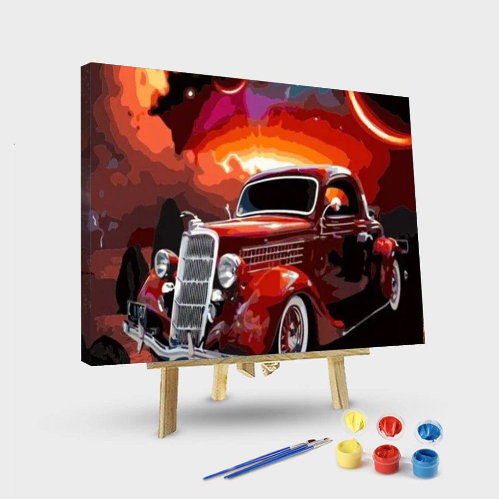 paintingnumberart 16"x20"/40x50cm / Without frame Paint By Numbers Kit – A red car