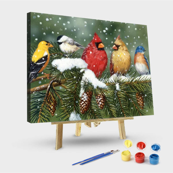 paintingnumberart 16"x20"/40x50cm / Without frame Paint By Numbers Kit-Backyard Birds on Snowy Branch