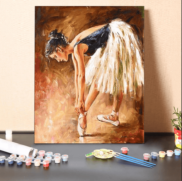 paintingnumberart 16"x20"/40x50cm / Without frame Paint By Numbers Kit-Ballerina tying shoelaces