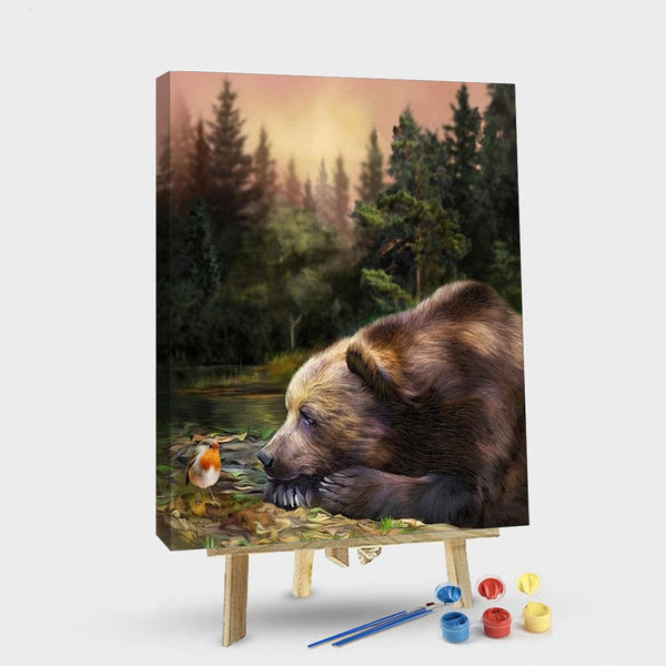 paintingnumberart 16"x20"/40x50cm / Without frame Paint By Numbers Kit – Bear And Sparrow