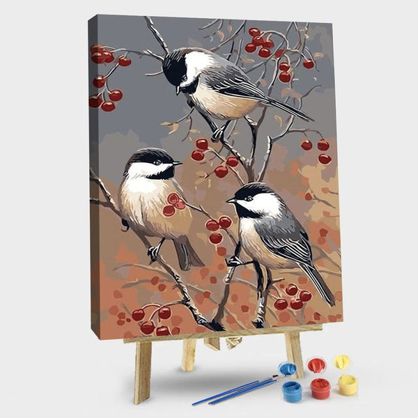 paintingnumberart 16"x20"/40x50cm / Without frame Paint By Numbers Kit – Berry Branch Birds