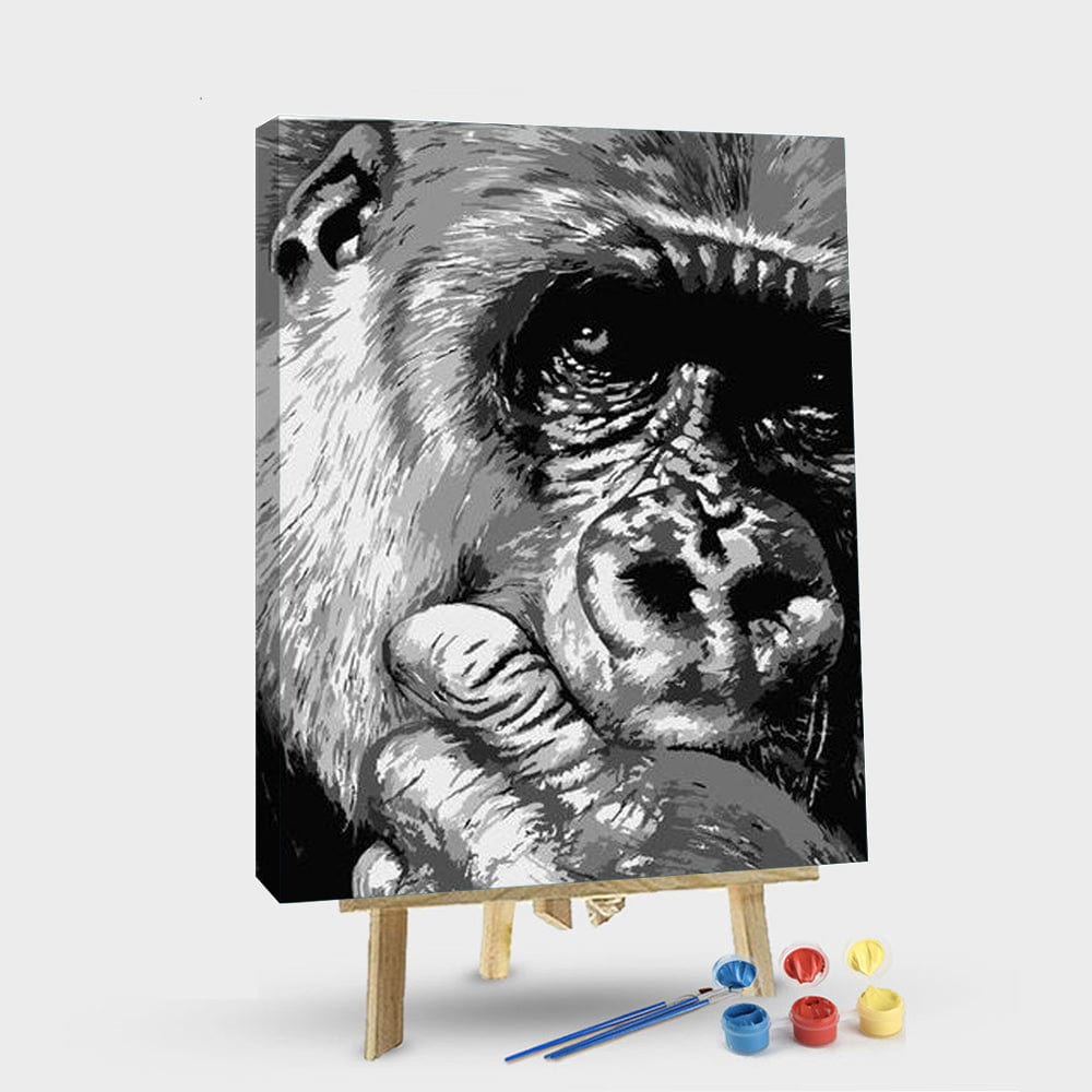 paintingnumberart 16"x20"/40x50cm / Without frame Paint By Numbers Kit – Black And White Chimpanzee
