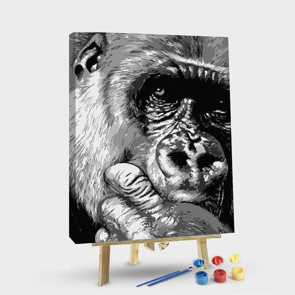paintingnumberart 16"x20"/40x50cm / Without frame Paint By Numbers Kit – Black And White Chimpanzee