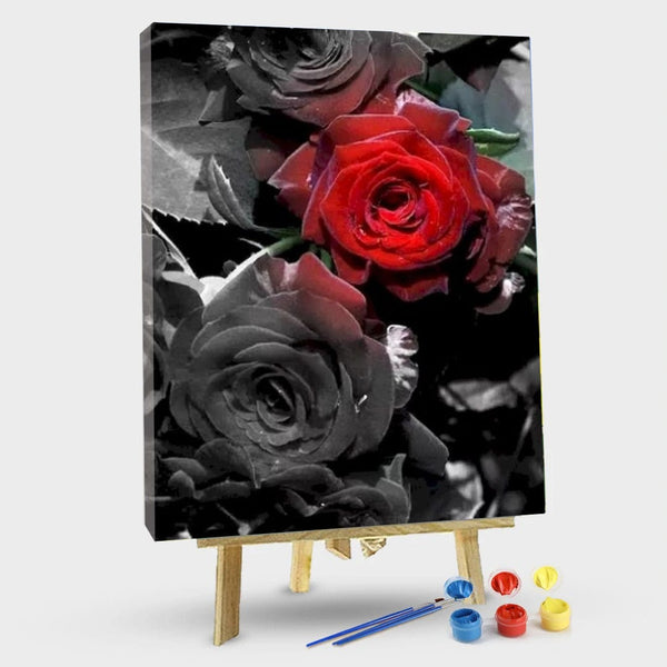 paintingnumberart 16"x20"/40x50cm / Without frame Paint By Numbers Kit – Black and white roses