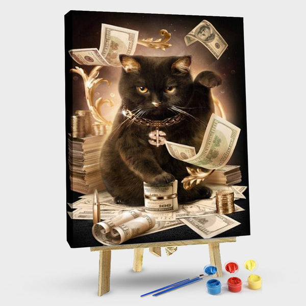 paintingnumberart 16"x20"/40x50cm / Without frame Paint by Numbers Kit-Black Money Cat