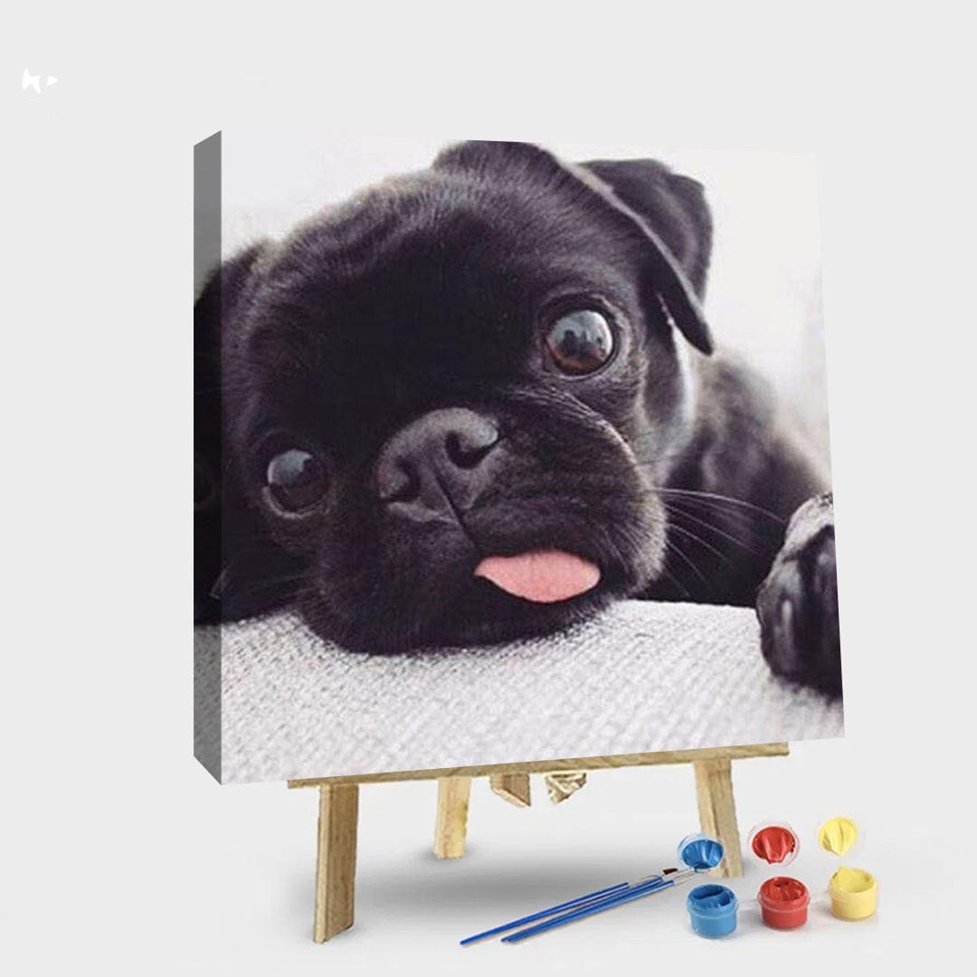 paintingnumberart 16"x20"/40x50cm / Without frame Paint By Numbers Kit – Black Puppy Dog