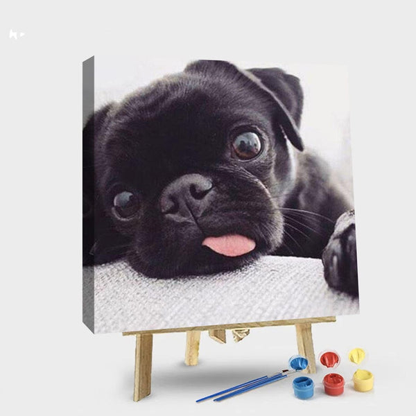 paintingnumberart 16"x20"/40x50cm / Without frame Paint By Numbers Kit – Black Puppy Dog
