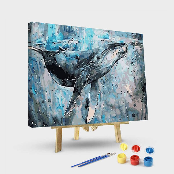 paintingnumberart 16"x20"/40x50cm / Without frame Paint By Numbers Kit – Blue Big whale